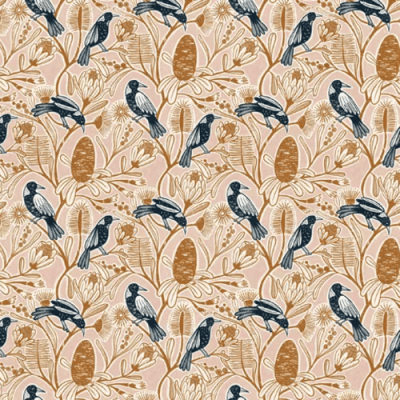 Bushland Beauty - Magpie & Banksia (Blush)