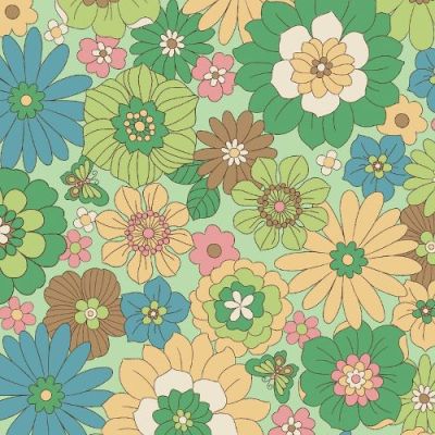 Printed Sheeting - Green Floral