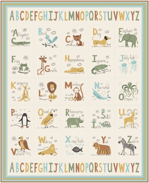 ABC XYZ - Multi ABC Quilt Panel