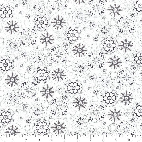 Scarlet Stitches and White Linen - White and Grey Medallions x 10