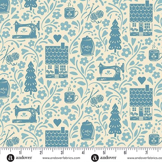 Cozy House (Blue On Cream)
