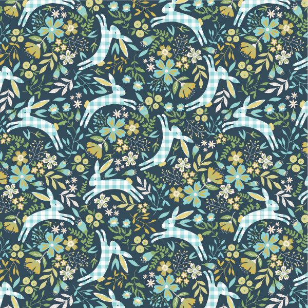 Gingham Farmhouse - Bunnies Navy