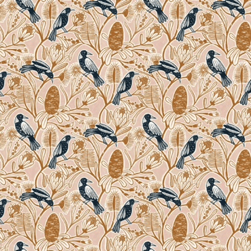 Bushland Beauty - Magpie & Banksia (Blush)