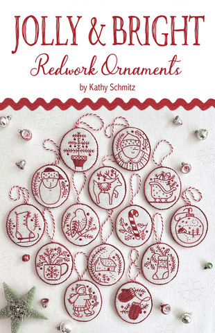 Jolly and Bright Redwork Ornament