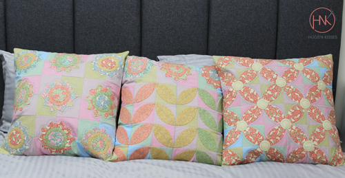 Retro Rhythm: A Songbird Symphony cushion set - Quilters Companion project