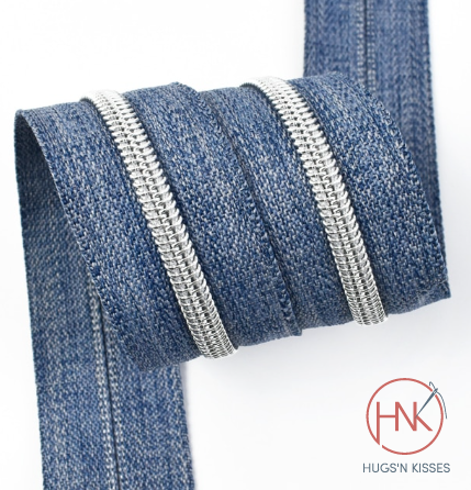 zipper denim x metre-silver